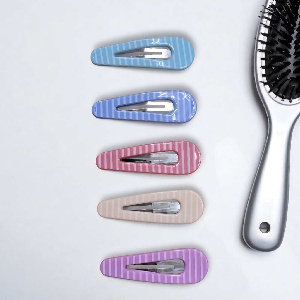 Set of 5 Stripe Hair Clip Set